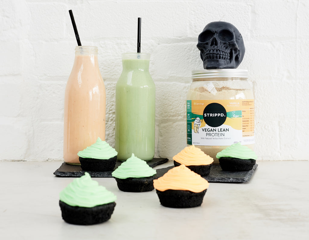 Halloween Vegan Charcoal Protein cupcakes green